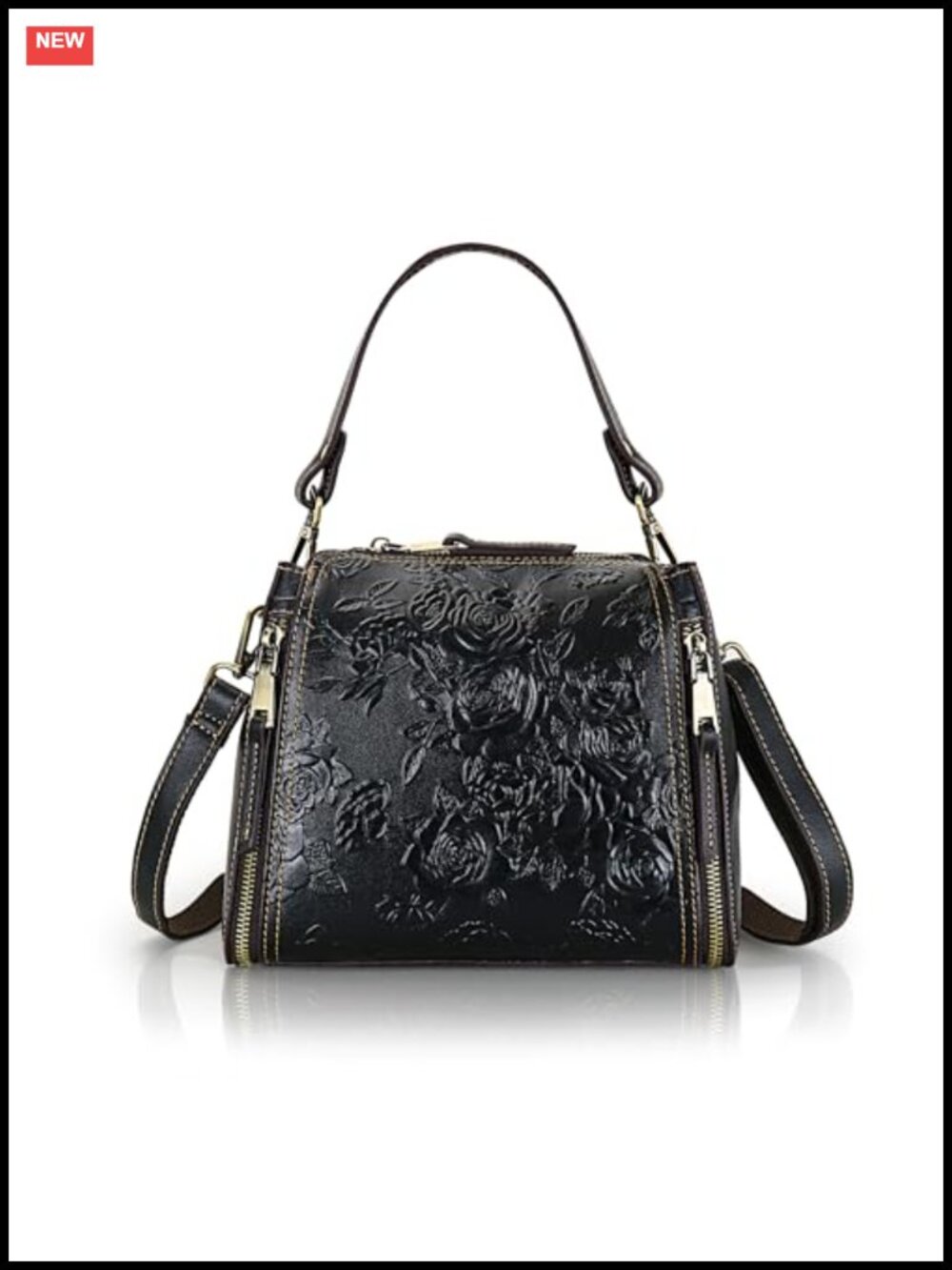 LETEULO Leather Satchel Crossbody Handbag Top Handle Tote Floral